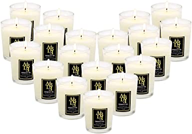 Citronella Candles Outdoor and Indoor Soy Wax Votive Candles for Party Dinner and Camping - 12 Hours Burn Time, Set of 20