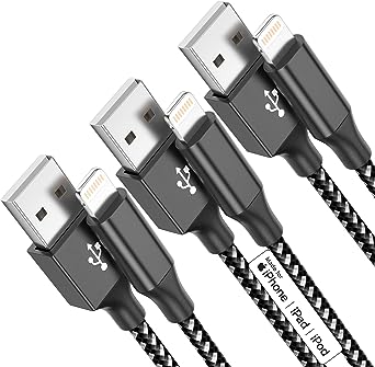 Bkayp iPhone Charger [Apple MFi Certified] 3Pack 10FT Lightning Cable Fast Charging Nylon Braided Cord for iPhone 14/13/12/11/X/Xs/XR/8/7/6//6s/5/SE Pro/Max/Pro Max/Plus/Mini and More - (Black White)