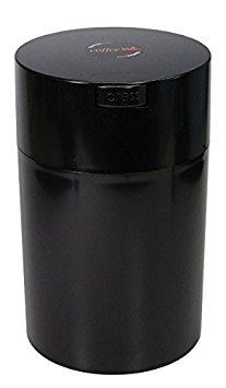Tightpac America Coffeevac 1 Pound Vacuum Sealed Storage Container, Solid Black Body/Cap