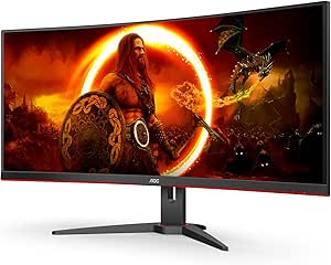 AOC Gaming CU34G2XE - 34 Zoll WQHD Curved Monitor, 144 Hz, FreeSync Prem., HDR10 (3440x1440, 1 ms MPRT, HDMI, DisplayPort) schwarz-rot