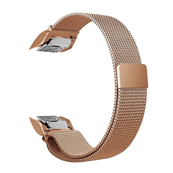 BaoKing Samsung Gear Fit 2 Pro Bands Milanese Loop Stainless Steel Band With Unique Magnet Clasp For Samsung Gear Fit 2 SM-R360 & Gear Fit 2 Pro SM-R365 Smart Watch (Rose Pink,S)