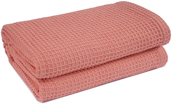 100% Soft Premium Ringspun Cotton Thermal Blanket - King - Coral - Snuggle in These Super Soft Cozy Cotton Blankets - Perfect for Layering Any Bed - Provides Comfort and Warmth for Years
