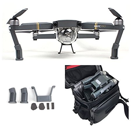 CLOVER DJI Mavic Pro Landing Gear Leg Height Extender Kit Riser Set Stabilizers with Protection Pad (Grey) For DJI Mavic Pro