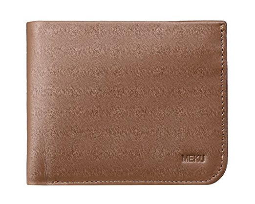 MEKU RFID Blocking Wallet Men's Slim Leather Bifold Wallet Business Card Holder