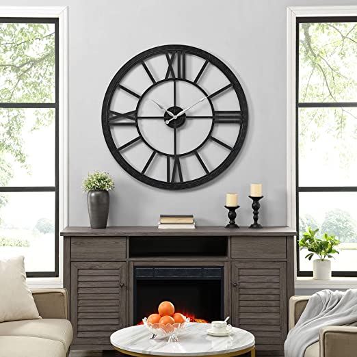 FirsTime & Co. Black Big Time Clock, American Designed, Black, 40 x 2 x 40 inches