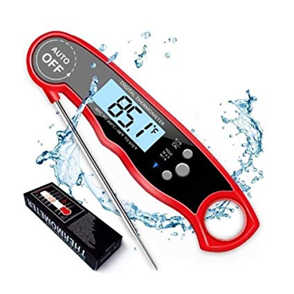 Waterproof Digital Instant Read Meat Thermometer with 4.6” Folding Probe Calibration Function for Cooking Food Candy, BBQ Grill, Smokers By JSDOIN