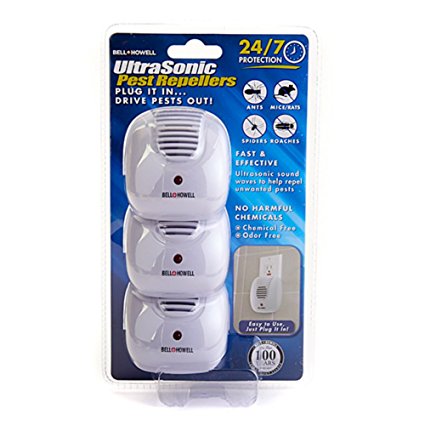 3 Pack Bell   Howell Ultrasonic Pest Repellers With Dust-To-Dawn Sensor Light