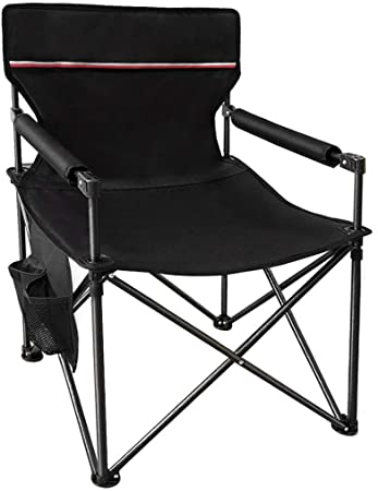FirstE Foldable Camping Chair, Outdoor Portable Chair with Soft Foam Pad, Side and Back Pockets, Available for Beach, Fishing, Lawn, Picnic, Indoor etc, 330lbs Weight Capacity
