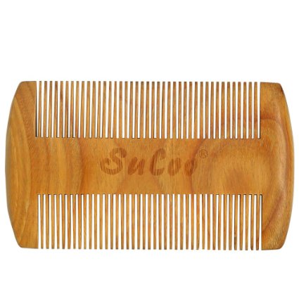 Sucoo Beard Comb - Natural Organic Green Sandalwood for Hair - Scented Fragrance Smell with Anti-Static & No Snag, Handmade Fine Tooth Brush Best for Beard & Moustache
