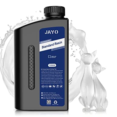 3D Printer Resin, JAYO 1KG 3D Resin for 4K 8K LCD/DLP/SLA 3D Printers, 405nm Standard Photopolymer Fast Curing Resin, High Precision, Low Shrinkage, Clear 1000g