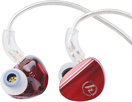 Linsoul 7HZ SONUS 1DD 1BA Dual Driver In Ear Monitor, HiFi In Ear Earphone IEM, with Detachable High-end Silver-plated OCC Cable, Aluminum Back Cavity for Audiophile, Gaming Earbuds, Musician (7HZ SONUS, Red)