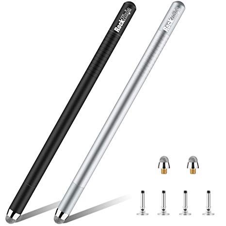 Rock Ninja Stylus Pen, 3 in 1 Universal Capacitive Touch Screen Pens for Capacitive Screens Devices, Metal styli/Ballpoint Pen, Black   Space Grey