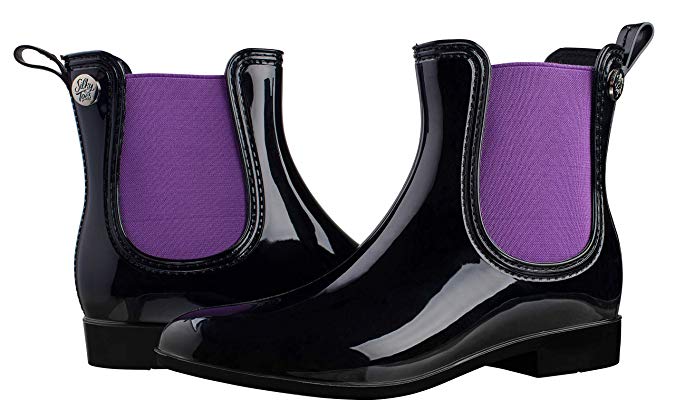 Silky Toes Women's Fashion Elastic Slip On Short Rain Boots