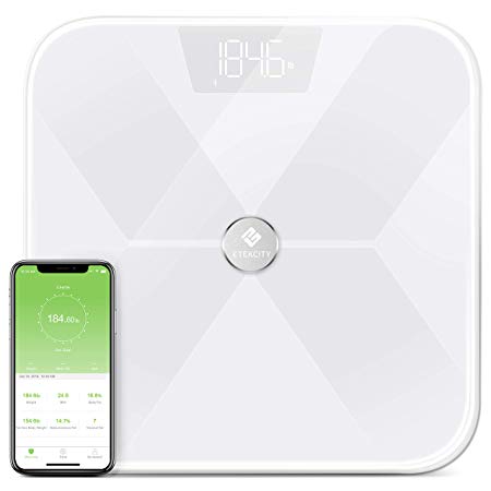 Etekcity Smart Bluetooth Body Fat Scale, Digital Weight Bathroom Scale with 13 Essential Measurements and ITO Conductive Glass, FDA Approved Body Composition Analyzer with App