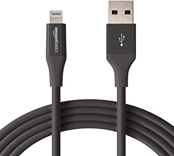 AmazonBasics Lightning to USB A Cable, Advanced Collection, MFi Certified iPhone Charger, Black, 3 Foot