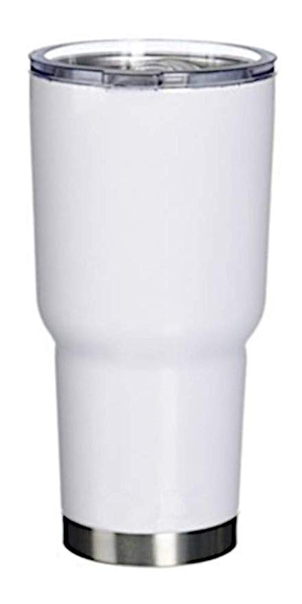 30oz Powder Coated Stainless Steel Double Wall Vacuum Insulated Tumbler (Gloss White)