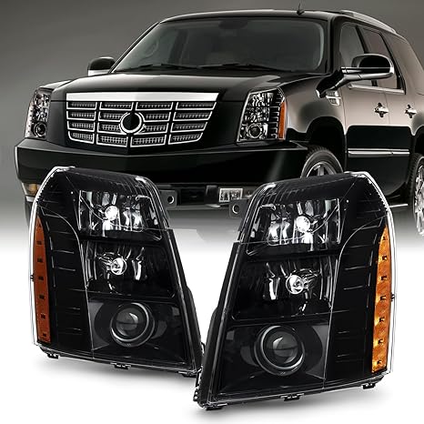 AKKON - Fits 2007-2014 Cadillac Escalade ESV EXT [HID/Xenon Type] Projector Black Headlights Pair Driver Passenger