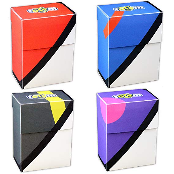 4 Poke Ball Inspired Deck Boxes for Pokemon Cards - Limited Edition Designs - Protect Your Deck In Style - Self-Locking Lid Keeps Cards Secure - Holds up to 80 Cards Per Box - Durable and Lightweight