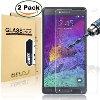 [2 Pack] SamSung Note 4 Screen Protector, MaxTeck 0.26mm 9H Tempered Shatterproof Glass Screen Protector for Samsung Galaxy Note 4 N910 N910S N910C N910A N910V N910P N910R N910T - Lifetime Warranty