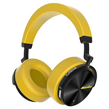Bluedio T5 Active Noise Cancelling Wireless Bass Bluetooth Headphones Portable Stereo Headsets with Mic for Phones and Music Children’s Day Gift (Yellow)