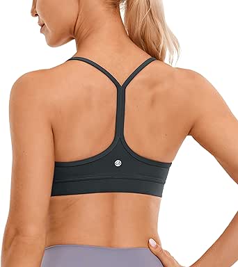 CRZ YOGA Butterluxe Womens Y Back Sports Bra - Padded Racerback Low Impact Spaghetti Thin Strap Workout Yoga Bra