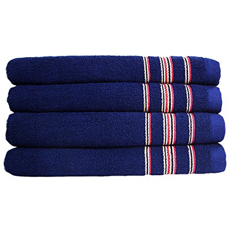 Labvon Premium Towels Set 4 Pack - Cotton for Hotel & Spa Maximum Softness and Absorbency by Labvon Towels (4 Bath Towels) (blue) (blue)