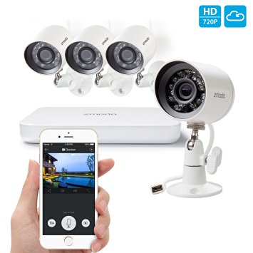 Zmodo Smart PoE 720P HD Security Camera System 4 x 720P Outdoor Night Vision Surveillance Camera No Hard Drive