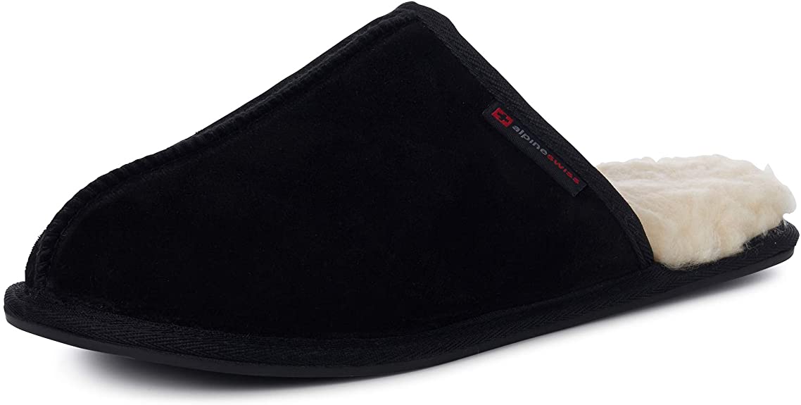 Alpine Swiss Halden Mens Genuine Suede Memory Foam Scuff Slippers