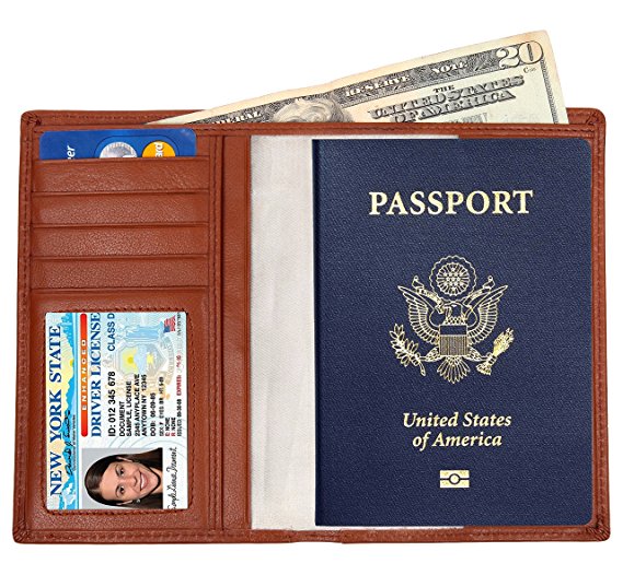 Dante RFID Blocking Leather Travel Wallet Passport Wallet  Slim Bifold for Men and Women   Protect Your Passport ID Credit Card   Bifold Wallets with Latest RFID Block Technology with 9 slots