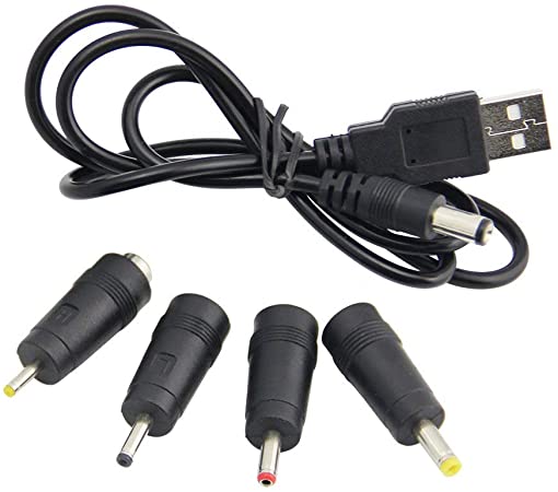 DC Plugs Small Electronics and Devices Universal 5.5x2.1mm Jack to Plugs 4.0x1.7mm, 3.5x1.35mm, 3.0x1.0mm, 2.5x0.7mm, USB to DC 5.5x2.1mm Cable (DC4 1)