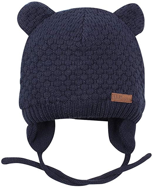 BAVST Baby Beanie Hat for Winter with Earfalp Cute Bear Kids Toddler Girls Boys Warm Knit Cap 0-2Years