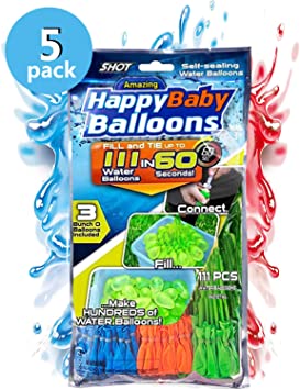 DM Happy Baby Balloons Instant 111 Self-Sealing Water Balloons Complete Gift Set Bundle, 5 Piece (555 Balloons Total)