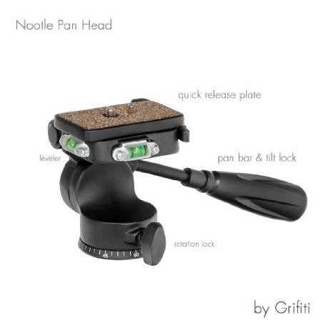 Grifiti Nootle Video Pan Head with Dual Level and Quick Release Plate Works with Nootle Ipad Tripod Mounts Cameras Iphone Mounts Brackets Music Stands and Photography Light Stands