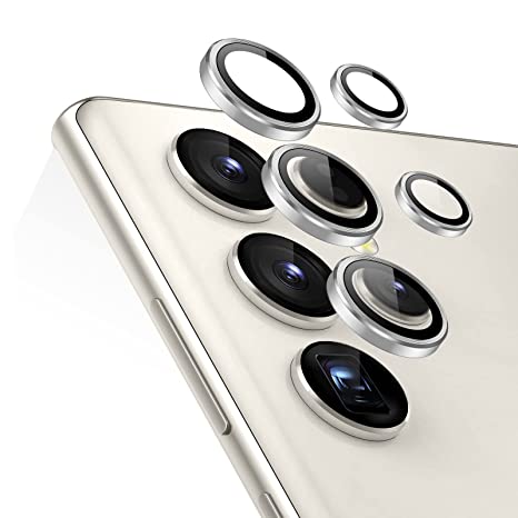 ESR Camera Lens Protectors, Compatible with Samsung Galaxy S23 Ultra (2023), Individual Lens Protectors, Scratch-Resistant Ultra-Thin Tempered Glass with Aluminum Edging, Set of 5, Silver