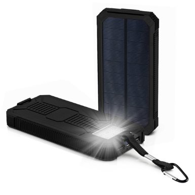 Aedon 15000mAh Solar Charger, Solar Panel External Battery with 6LED Flashlight Backup Battery Pack for Travel Mountaineer Outdoor Activities (Black)