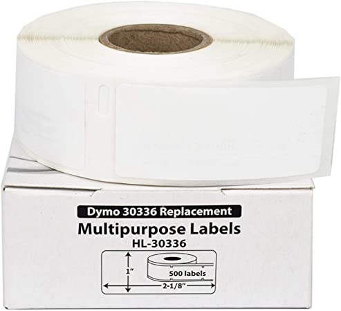 Houselabels 1 x 2-1/8 Inches Dymo-Compatible 30336 Multipurpose Labels, 1 Roll, 500 Labels per Roll , White - HL-30336