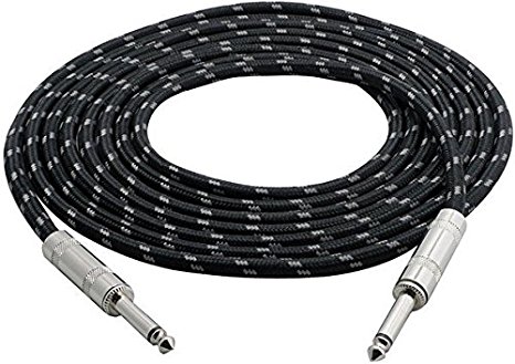 Pyle-Pro Pcbl1f12 Premium Quality 12 Ft 1/4-Inch to 1/4-Inch Guitar/Instrument/Amp Cable with Fabric Shielding