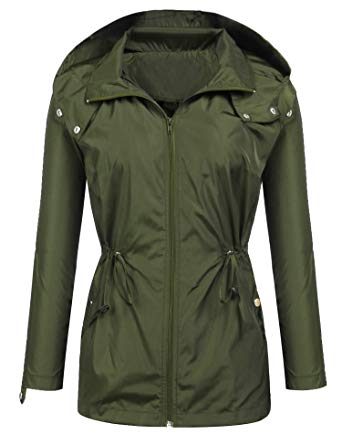EASTHER Women's Waterproof Raincoat Lightweight Hooded Rain Jacket Windbreaker