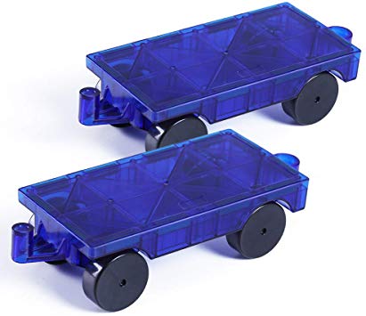 Jasonwell 2PCS Magnetic Car Truck Wheel Set for Magnetic Blocks Magnet Tiles Building Blocks Extra Long Bed Re-Enforced Latch Toys for Toddlers Boys Girls