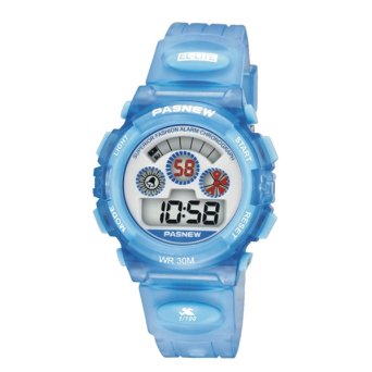 LEORX PASNEW PSE-279G Multifunction Waterproof Boys Girls LED Digital Sports Wrist Watch (Light Blue)