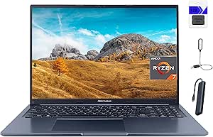 ASUS Vivobook 16'' FHD Display Laptop, AMD Ryzen 7 5800HS Processor, 16GB RAM, 512GB SSD, AMD Radeon Vega 8 Graphics, Wi-Fi 6, Bluetooth, Win 11 Home, Quiet Blue   Accessories