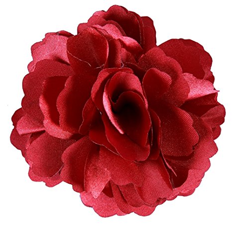 Anleolife Fabric Red Flower Hair Clips/Hair Flowers Bows Girls Hair Accessories Corsage Brooch Pins,Women Flower Headwear Wedding Party Gift 6pcs/lot (red)