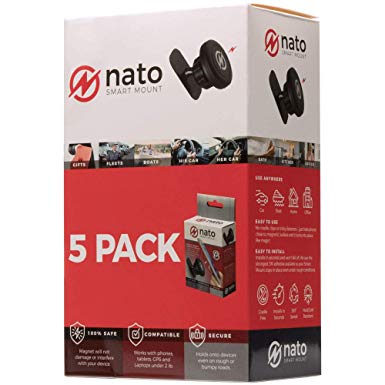 Nato Smart Mount - Magnetic Smart Device Holder Universal Adhesive (Black 5-Pack)