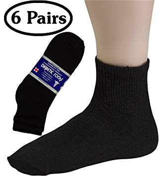 Debra Weitzner Men's 6-pack Diabetic Ankle Socks,Black,10-13