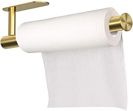 Self Adhesive Paper Towel Holder, No Drilling Paper Tower Rack, Stainless Steel Rust-proof and Durable, Suitable for Kitchen, Bathroom,11.8 inch,Gold
