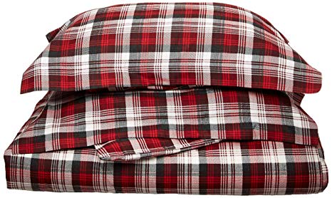 Woolrich Tasha Duvet Cover Full/Queen Size - Red, Plaid Duvet Cover Set – 3 Piece – Cotton Flannel Light Weight Bed Comforter Covers