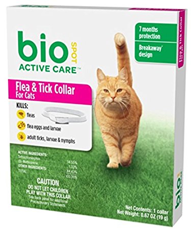 BioSpot Active Care Flea and Tick Collar for Cats, 13-Inch
