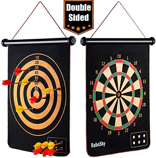 Rollup Magnetic Dart Board for Kids and Adults with 6pcs Safe Darts, Best Toys Gift for Age 4 5 6 7 8 9 10 11 12 Year Old Boys