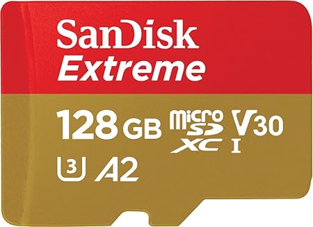 SanDisk 128GB Extreme microSDXC card for Mobile Gaming, up to 190MB/s, with A2 App Performance, UHS-I, Class 10, U3, V30