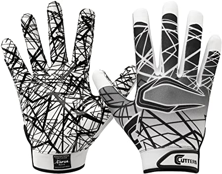 Cutters Youth or Adult Game Day Football Receiver Gloves with Super Sticky Grip